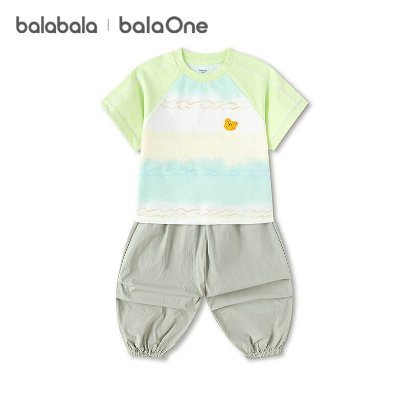 Balabala Kids Short Sleeve Set Boys Girls Toddler Two-Piece 2026 Summer Quick-Dry Sun Protection T-Shirt and Pants