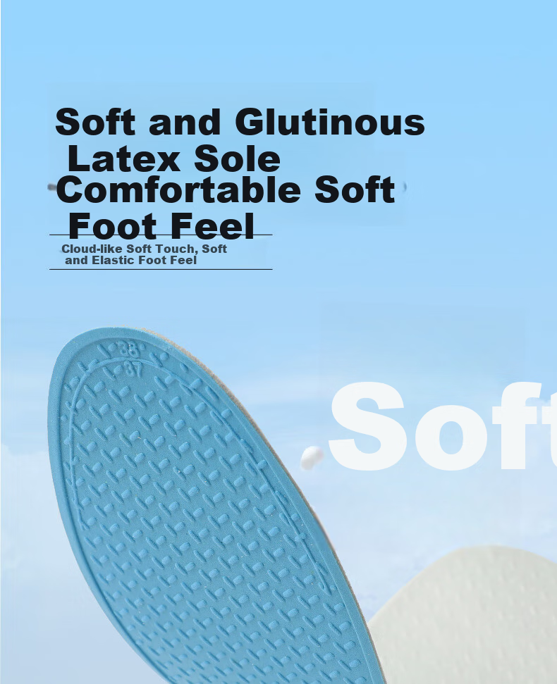 FOOTOPPO Antibacterial Latex Insoles for Men Summer Ultra-Thin Soft Elastic Insoles Military Training Sports Shock Absorption Sweat-Absorbing Breathable Thin Insoles 4