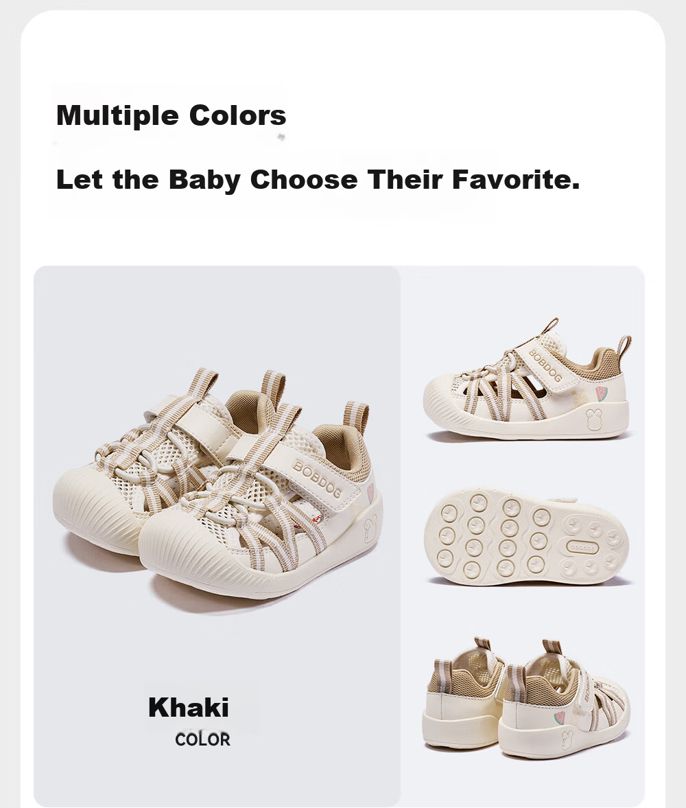 BOBDOG Toddler Baby First Walk Shoes Children's Sandals Infant 2026 Summer New Unisex Khaki Size 19 8