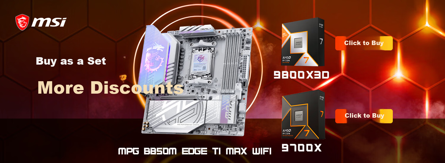 MSI MPG B850M EDGE TI MAX WIFI Blade Titanium Motherboard Supporting CPU 9850X3D/9800X3D/9700X (AMD B850/AM5 Socket) 1