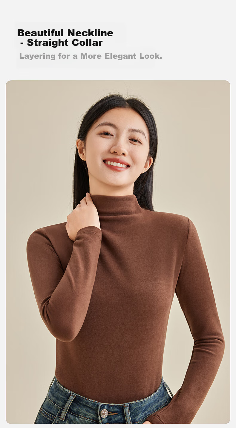 Borui Camellia Oil Moisturizing Boat Neck Base Shirt 10A Antibacterial Mite-Resistant Women's Thermal High Elastic Soft Slim Fit Top 14