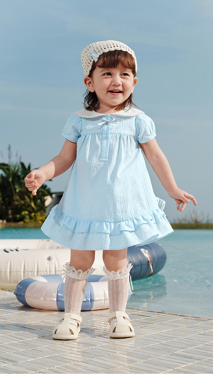 Balabala Baby Dress Children's Dress 2026 New Summer Girls Baby Artistic College Style Cute Doll Collar 5