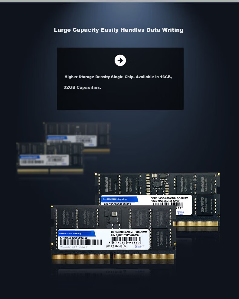 Quanxing 16GB DDR5 4800MHz Laptop RAM High Frequency Low Power Student Office Upgrade Stable Compatible Memory S4800 4