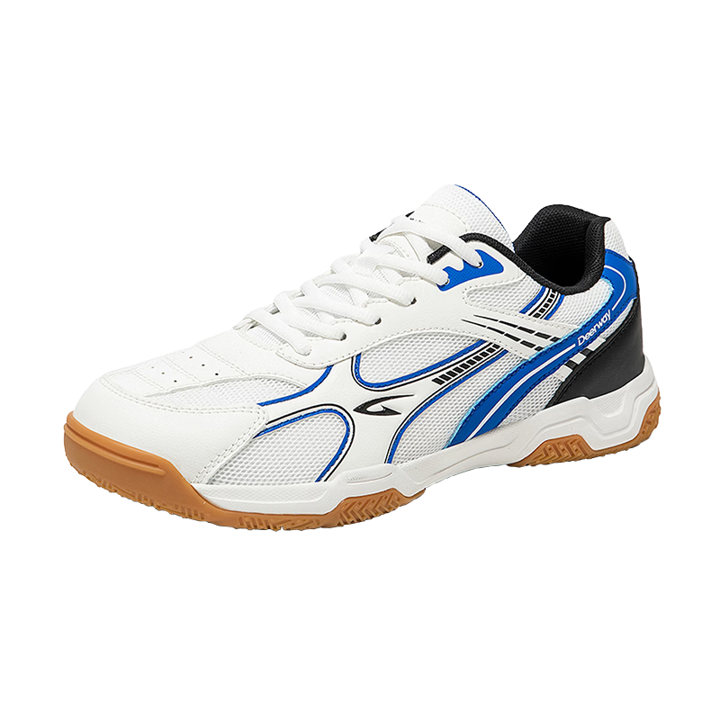 DEERWAY Badminton Shoes for Men And Women, Shock-Absorbing, Comfortable, Wear-Resistant, Stable Support, Competition And Training Sports Shoes, White And Lake Blue, Size 42