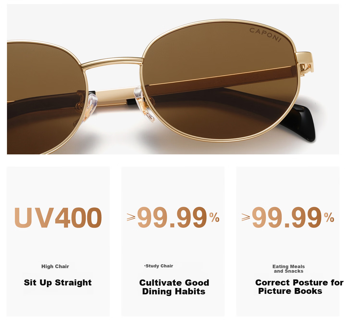 CAPONI Vintage Style Polarized Sunglasses for Women 2026 New UV400 Sun Protection Retro Trendy Eyewear 3