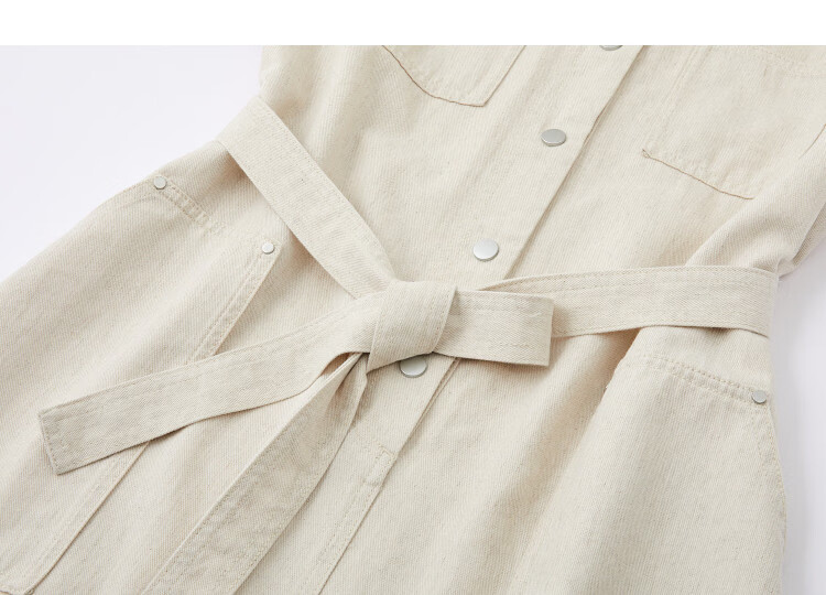 Demana [with natural linen] Summer Oxygen Sense Lyocell Cotton Collarless Straight Denim Dress for Women Slim Relaxed Fit 13
