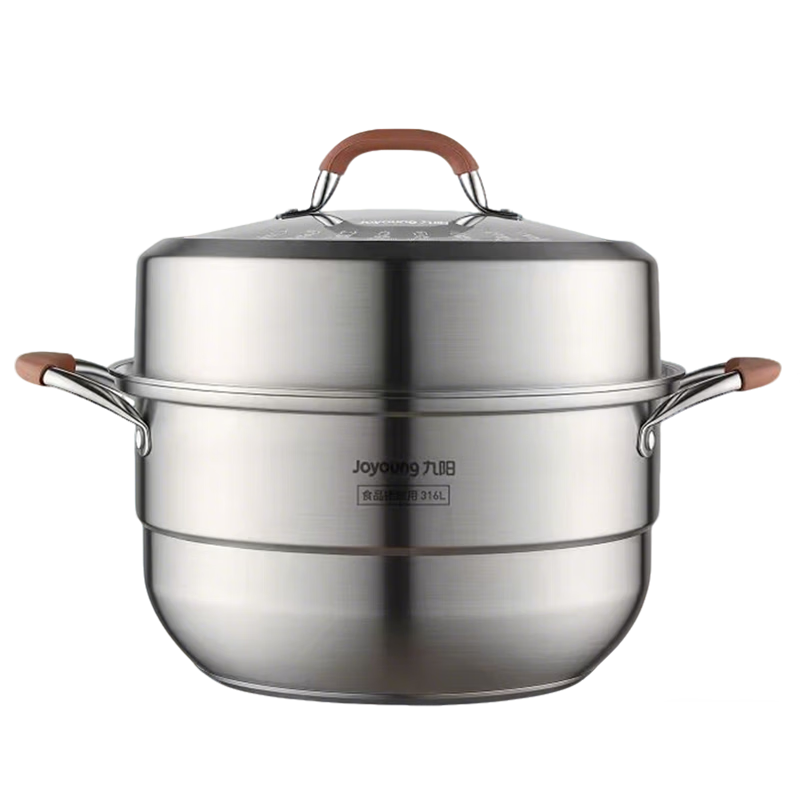 Joyoung 316L Stainless Steel Steamer Pot, Small Size for 2-3 People, Non-Coated Multifunctional Steamer with High Dome Lid, Two Layers, 30cm