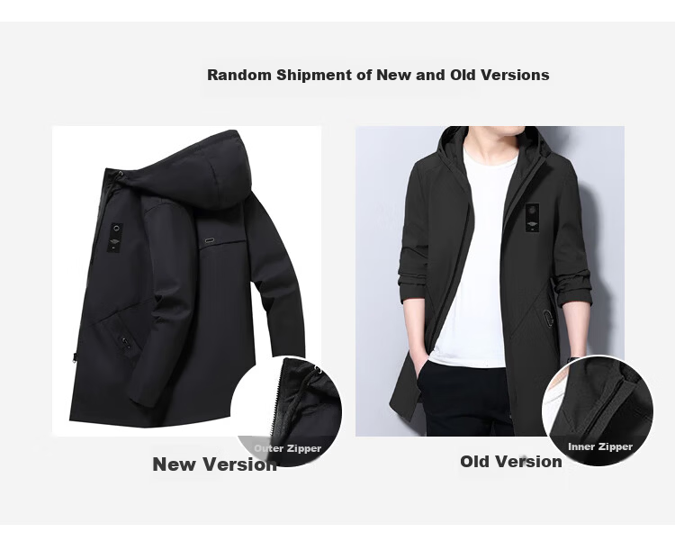 TUCANO Men's Spring and Autumn Casual Loose Mid-Length Trench Coat Jacket Hooded Korean Style Khaki 3XL 12