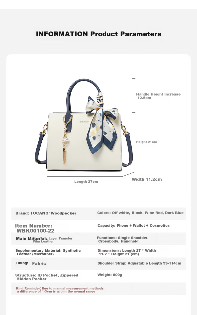 TUCANO Women's Handbag, 2026 New Cowhide Leather Tote Bag, Light Luxury Kelly Bag, Ladies' Shoulder Crossbody Bag, Birthday 520 Gift 10
