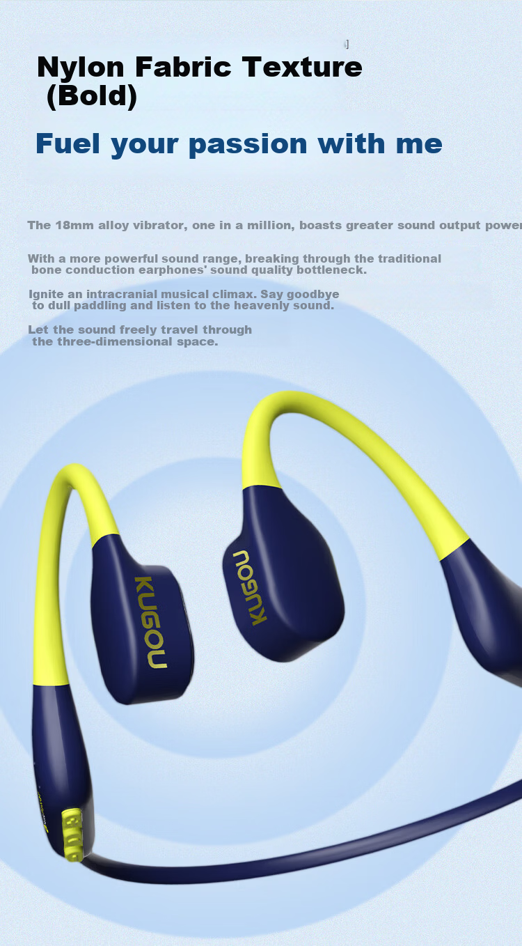 KUGOU Flagship 6.0 Bone Conduction Bluetooth Headphones Waterproof Level 8 Volume Level 16 Swimming Sports Running Cycling Open Ear Hook Long Battery Life Underwater Integrated MP3 K8 6