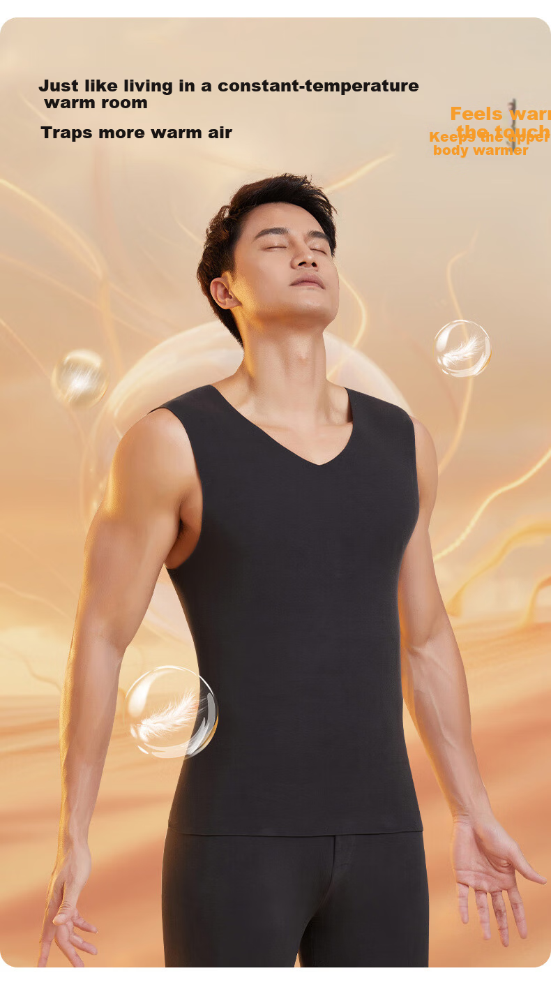 Langsha Men's Thermal Vest 90% White Duck Down Filled 10A Antibacterial Camellia Oil Cold-Resistant Heating Base Layer Winter Vest 3