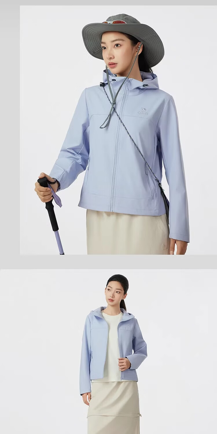 Camel [Three-Proof] Unisex Outdoor Softshell Jacket Women's Spring 2026 Windproof Water-Repellent Insulated Oil-Resistant 19