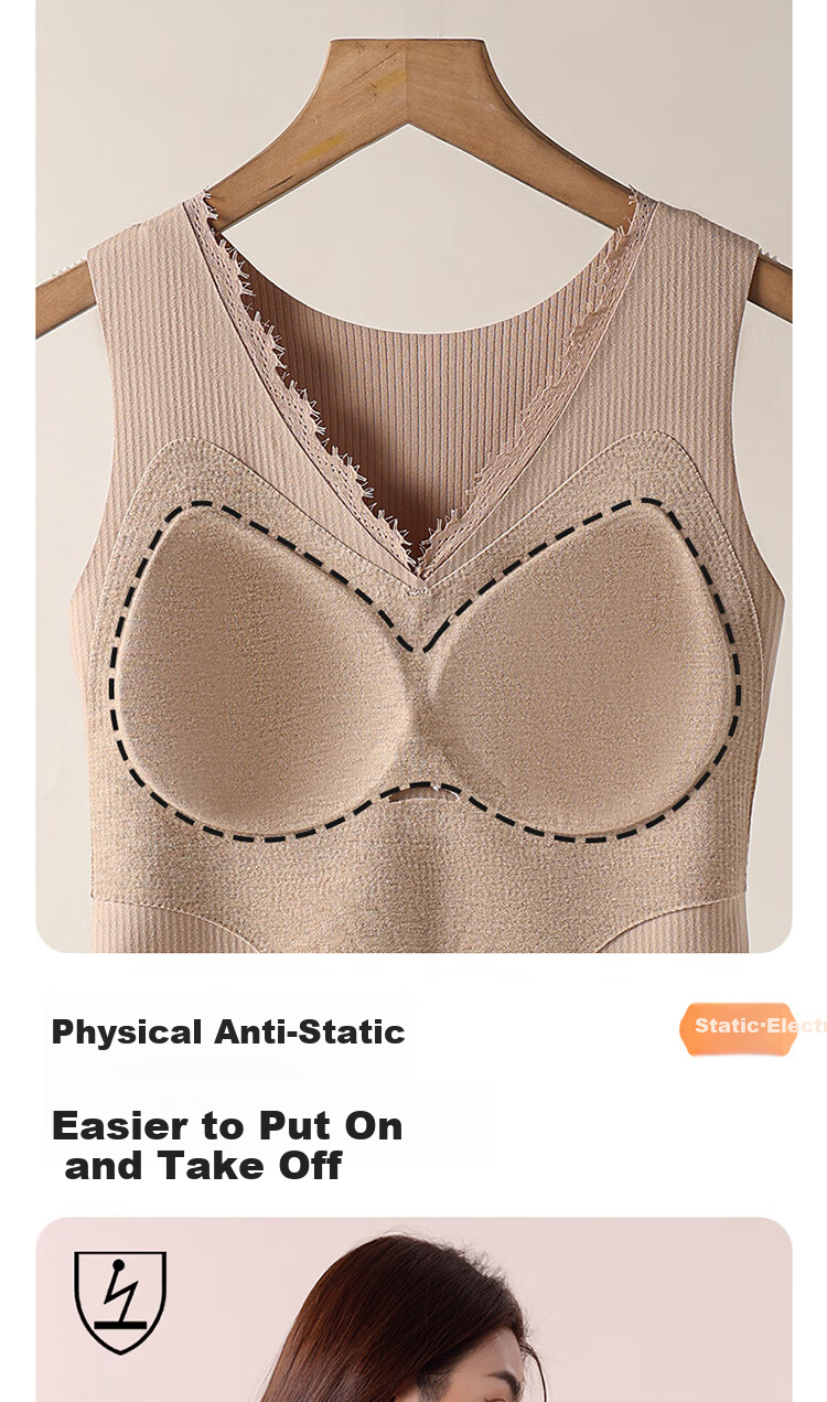 GUJIN Women's Cashmere Silk Thermal Vest 2025 New Thickened Fleece Lined German Velvet Bra Pad Integrated Winter Vest 15