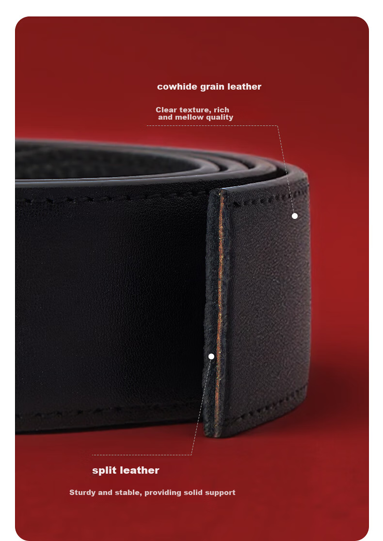 GXG Commuter Belt Qixi Festival [Gift Box] Square Buckle Black Leather Belt Black 120cm 2