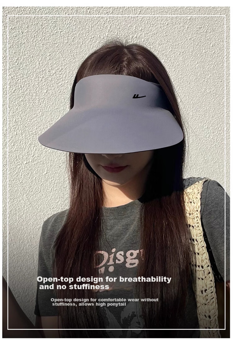 Huili Sun Protection Hat, Sun Visor, Women's UV-Resistant Cap, 2026 New Style, Face-Slimming, Seamless, Wide-Brimmed, Egg-Shaped Topless Hat 9