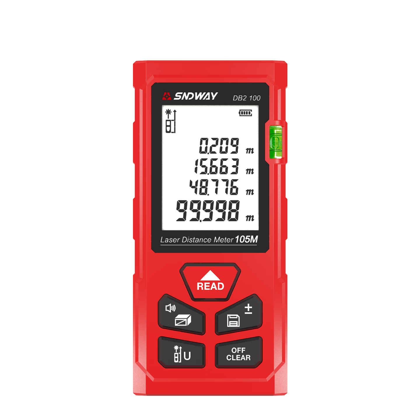 SNDWAY Laser Distance Meter Infrared Electronic Ruler High Precision Distance Measuring Device Indoor Room Measurement DB2 100m