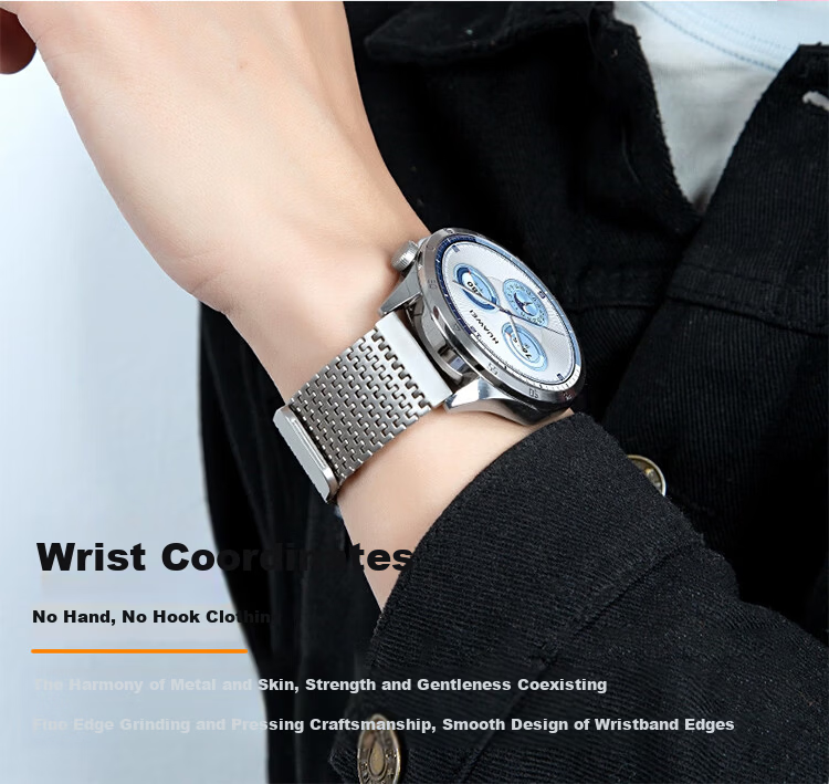 IM-CHEN Metal Braided Magnetic Buckle Strap for Huawei GT6 Pro Watch Band Watch6/GT5/4/3/2/Oppo Watch 4 Pro 22MM - Gold 6