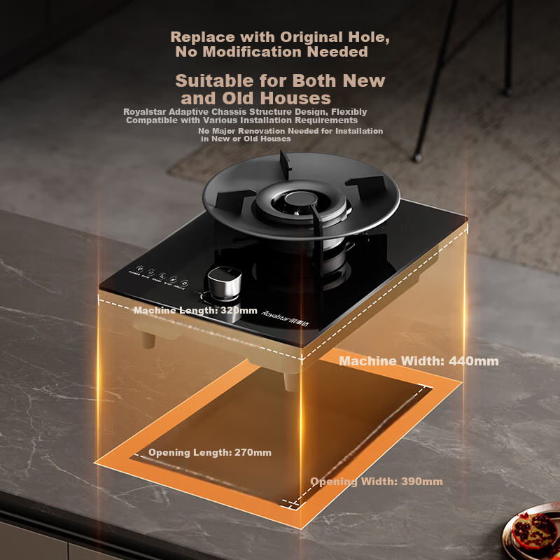 Royalstar Extraordinary Series Gas Stove Single Burner Household Liquefied Gas Built-in Desktop Dual-use Flip Cover Magic Disc Stove 70% Thermal Efficiency JZY-D51B