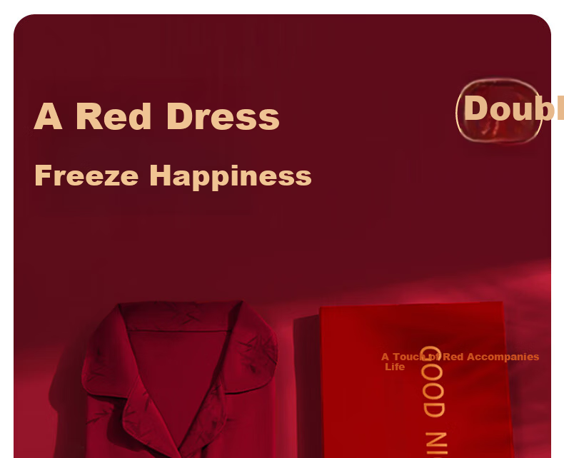 Langsha Red Wedding Pajamas Winter Women's Couple Set Pure Cotton Bamboo Leaf Embroidery New Year Homewear 5