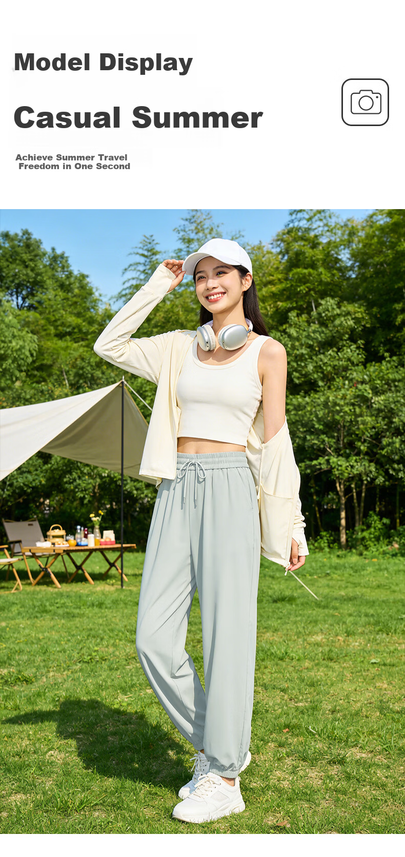 Baleno Ice Silk Cooling Sun Protection Jogger Pants for Women 2026 New Summer Thin Stretch Sports Casual Versatile Pants Female 13