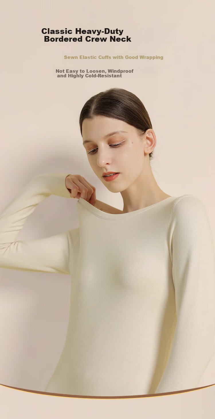 LangSha Women's Autumn Thermal Base Layer 10A Antibacterial Mite-Resistant Double-Sided Fleece Warm Top Thermal Underwear 3