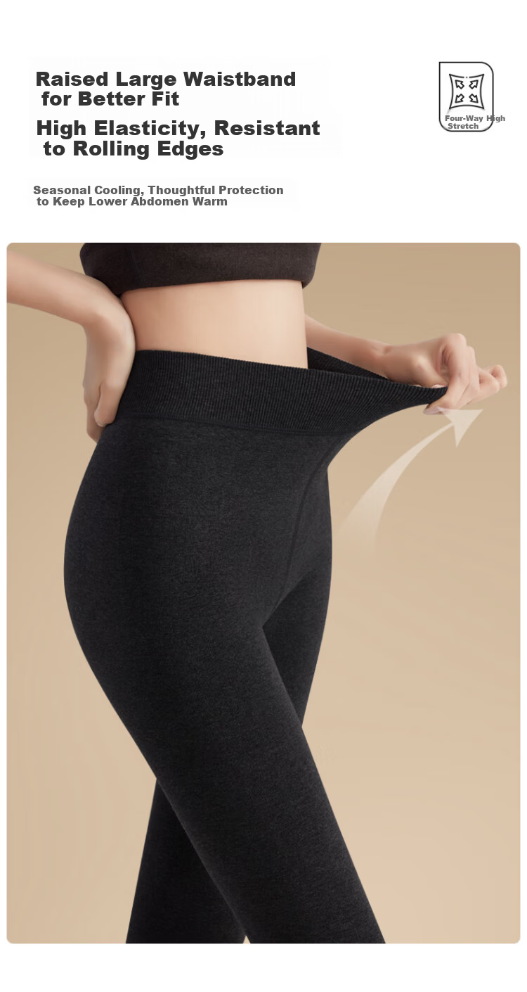 LangSha Light Leg Magic High-Waist Slim Fit Fleece-Lined Thickened Tights for Women Autumn Winter Gray Medium Thickness 8
