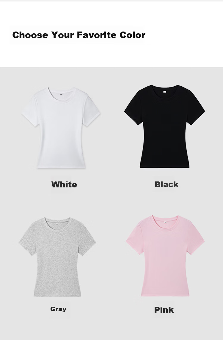 Ordifen 10A Antibacterial Women's Base Shirt 91% Cotton Regular Shoulder Crew Neck Short Sleeve T-Shirt Spring Summer Casual Slim Fit Gray XL 10