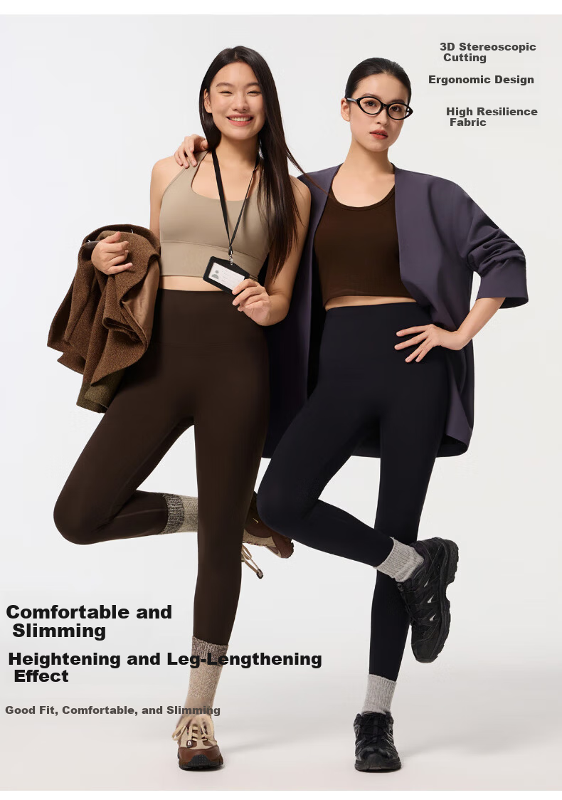 LangSha Women's Sharkskin Lycra 7A Antibacterial Fleece-Lined Thickened Winter New Seamless Yoga Thermal Leggings Carbon Gray 8
