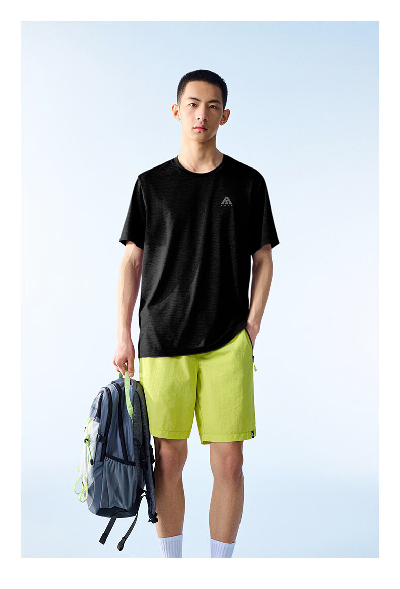 Anta Outdoor Quick-Dry Sports Short Sleeve T-Shirt Men Summer New Solid Color Breathable Trendy Knit Base Layer Top 26
