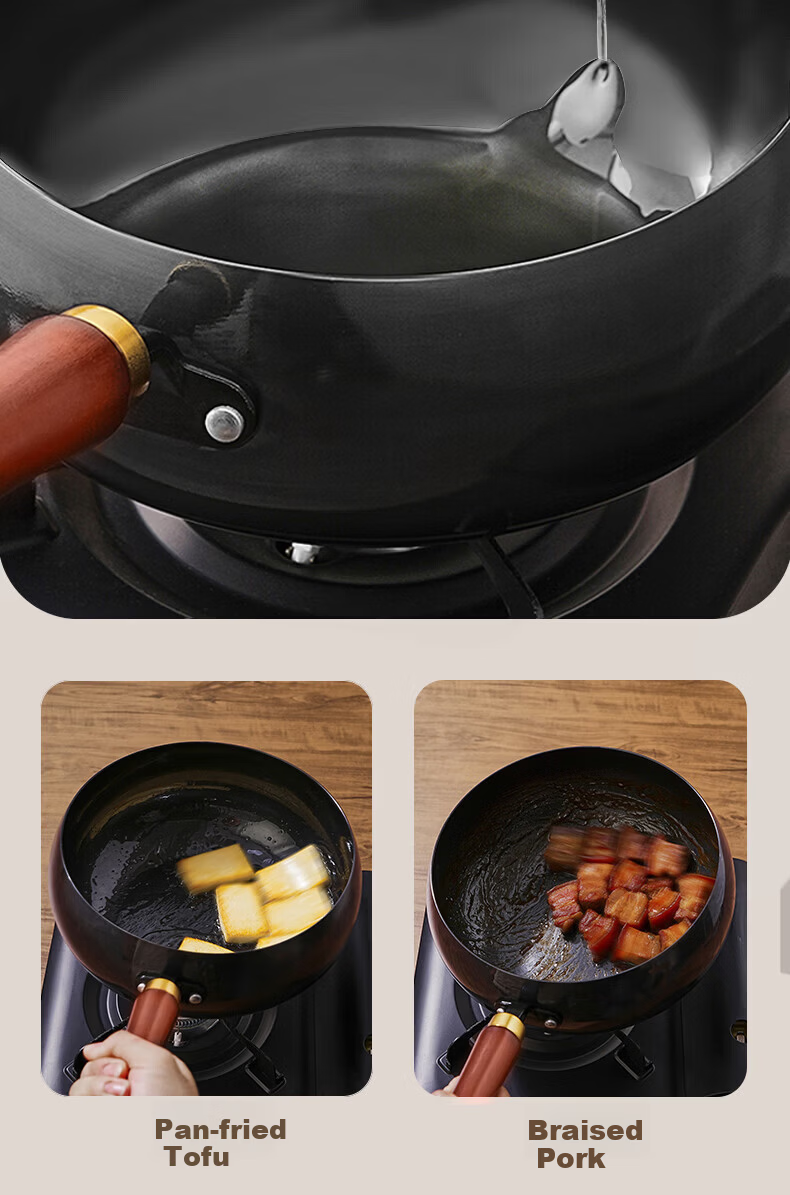 SUPOR Large Belly Wok Cast Iron Non-Coated Nitride Non-Stick Traditional Pumpkin Wok FC24D1 8
