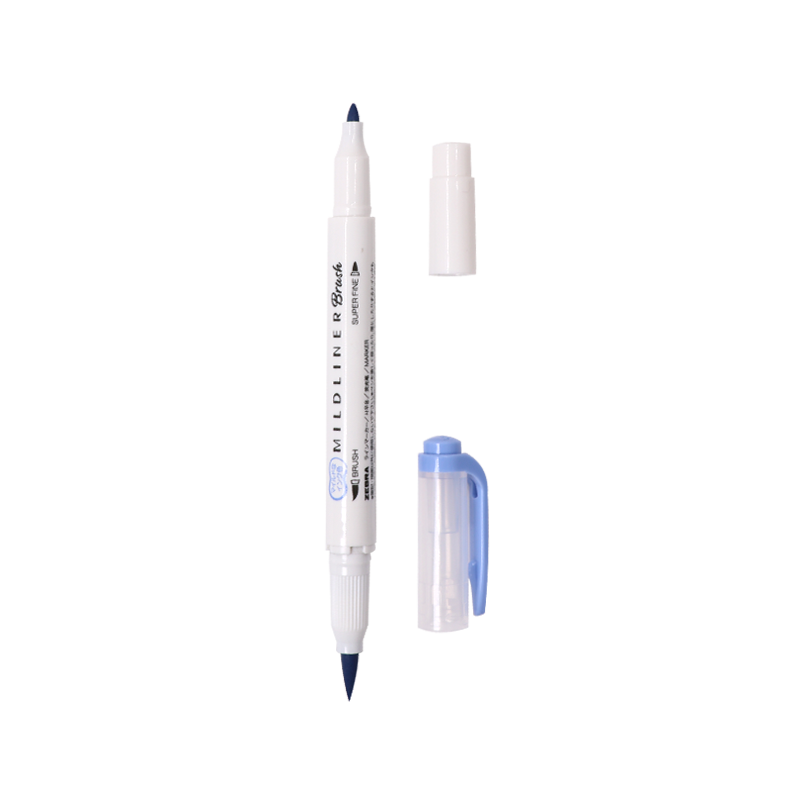 ZEBRA Dual-Head Highlighter Pen, Rainbow Color Planner Pen, Student Highlighting Pen Marker, Brush Soft Color Series WFT8 Dark Blue