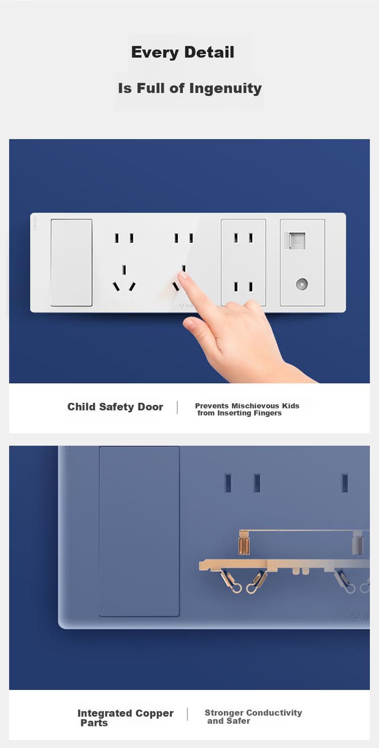 BULL GTE Series Kitchen Socket 10A Socket with Independent Switch Panel GTE603 Gold 10