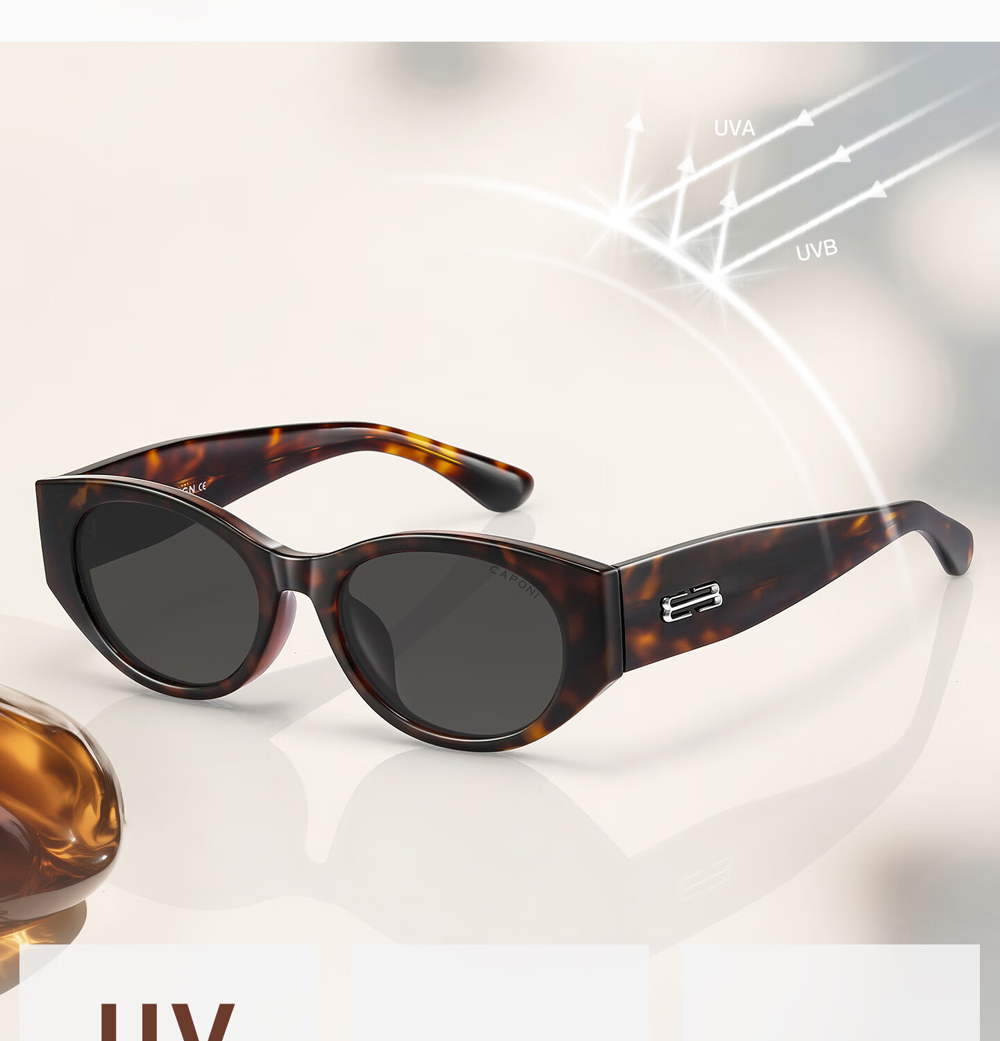 CAPONI Cat Eye Polarized Sunglasses for Women UV Protection Driving Glasses Slim Face Stylish 7