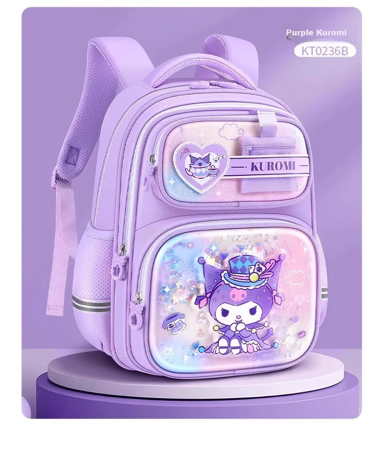 Herder Kuromi Elementary School Backpack for Girls 2025 New Lightweight Ergonomic Anti-Backpack for Grades 1-3 14