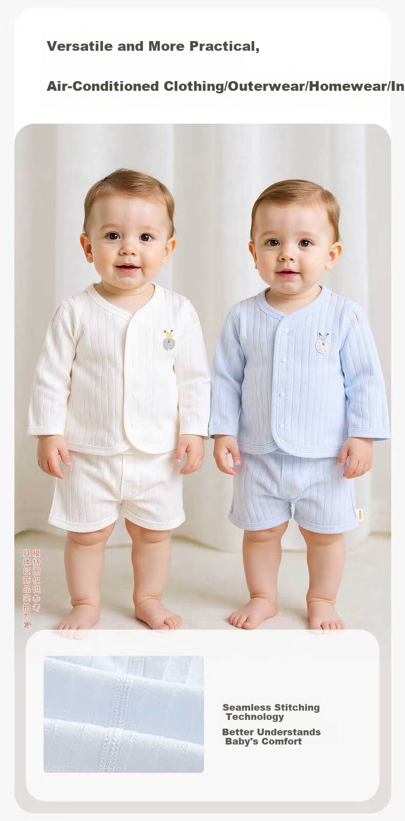 Babyprints Baby Long Sleeve Baby Tops 2-Pack Unisex Cotton Soft Homewear White Blue Size 80 4