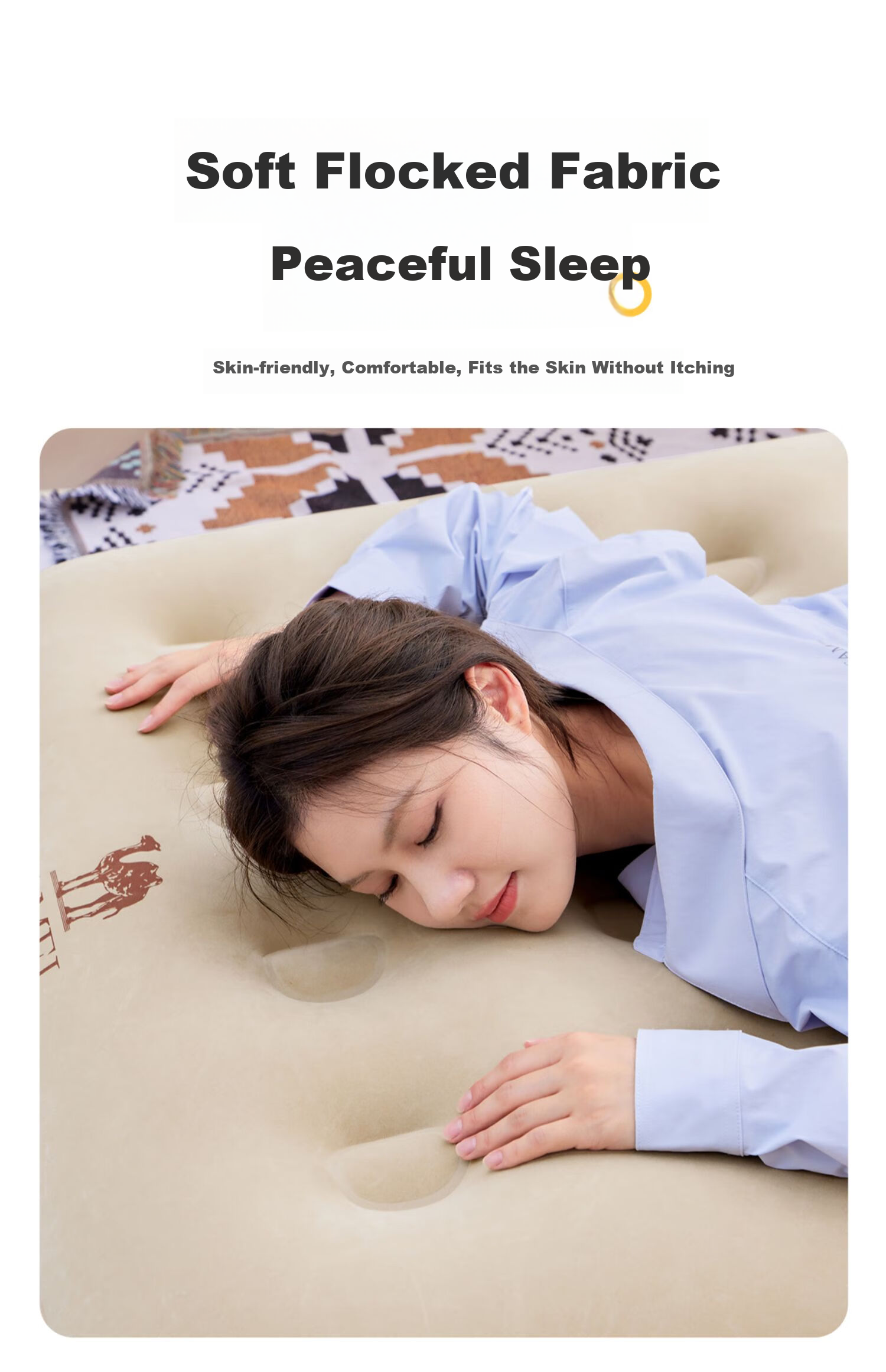 CAMEL Camping Self-Inflating Air Mattress Tent Lazy Mat Outdoor Sleeping Pad Single Home Floor Air Bed 6278 4