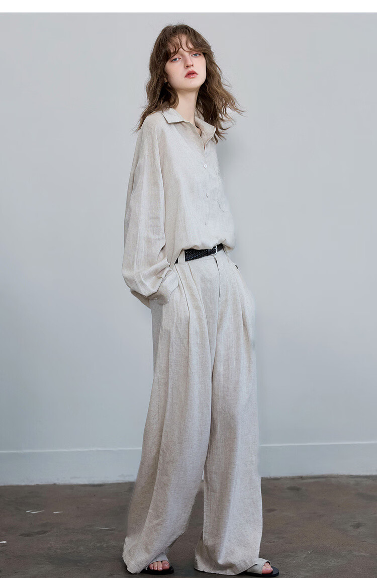 Demana Oxygen 100 Linen Spring Minimalist 3D Pleated Loose Wide-Leg Slimming Casual Pants for Women Premium Feel 18