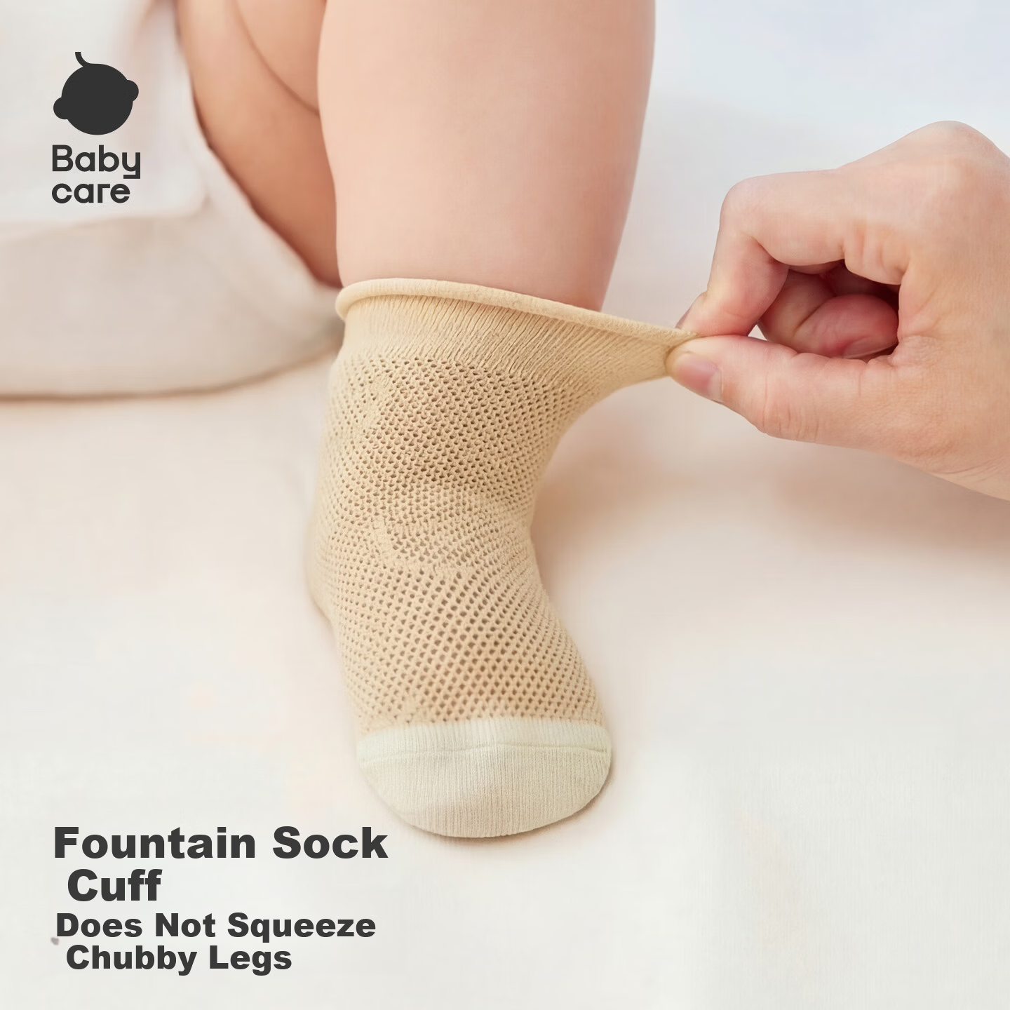Babycare Children's Socks Spring and Summer Newborn Baby Fountain Short Socks Peach Milk S