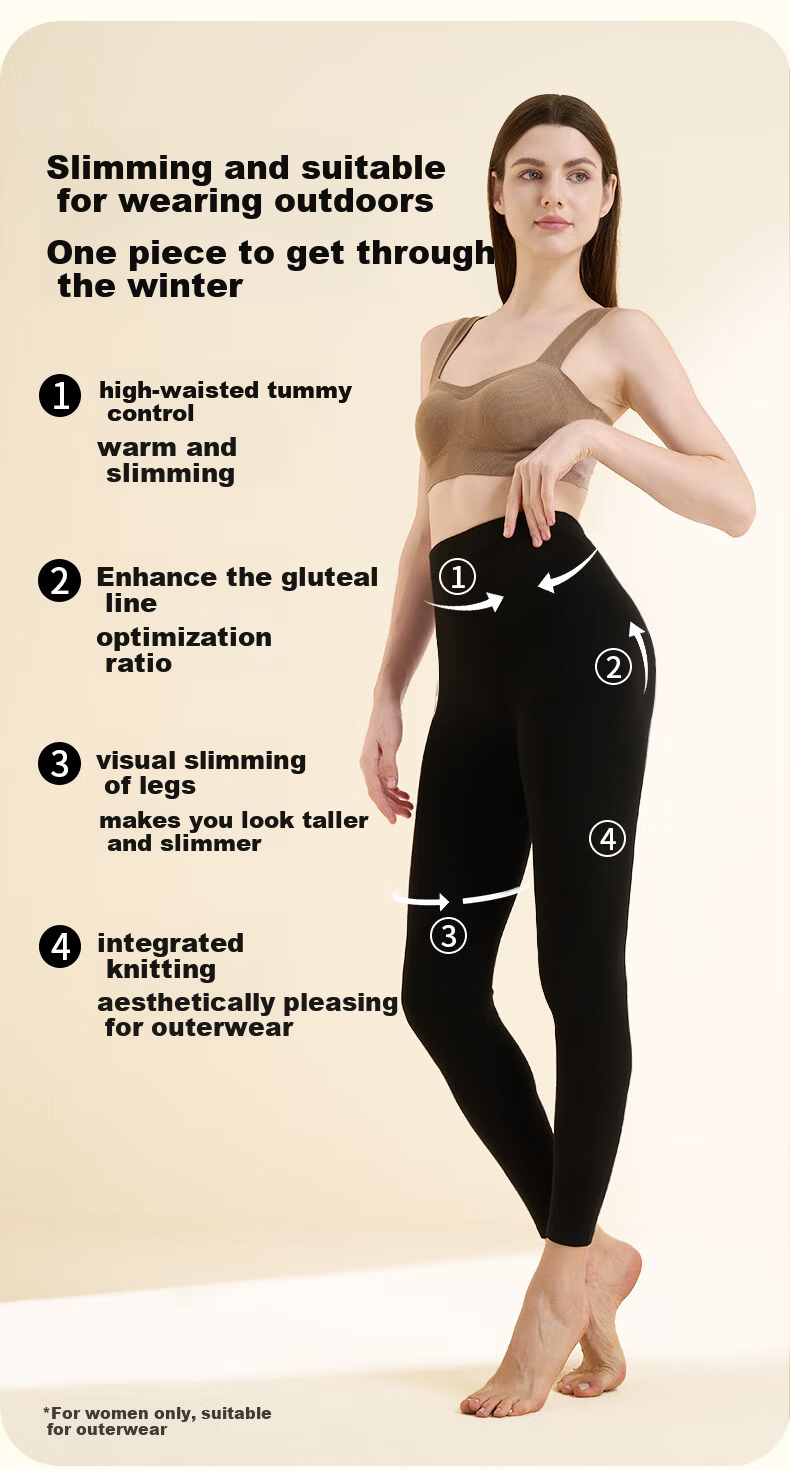 Mengyangwang Women's Thin Wool Pants Slim Fit Warm Leggings High Waist Outerwear Suitable Autumn Winter Thermal Underwear 18