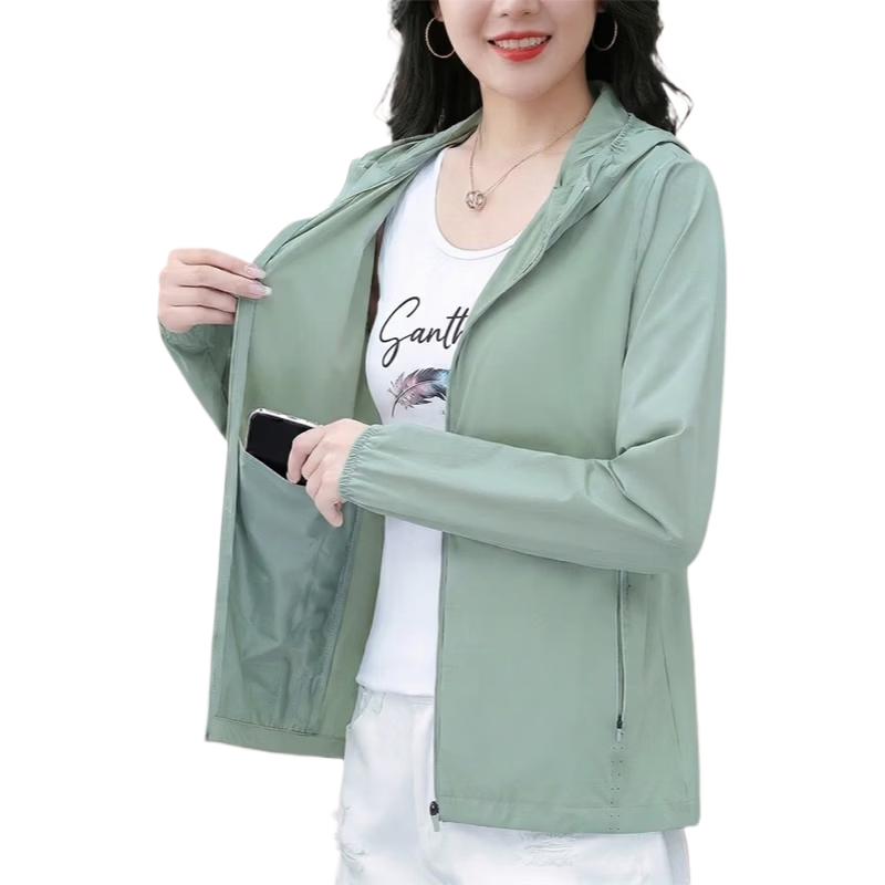 AEMAPE Lightweight Sunscreen Jacket for Women Summer 2026 New Mid-Aged Mom UV Protection Outdoor Skin Jacket Coat