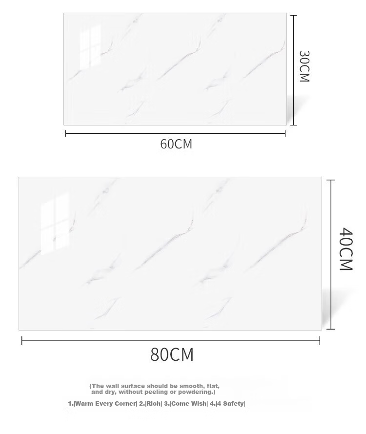 Washi Imitation Tile Wall Sticker Wallpaper Self-Adhesive Waterproof Moisture-Proof Aluminum Plastic Wall Panel Bathroom Bright White 40*80cm (5 Pieces) 23