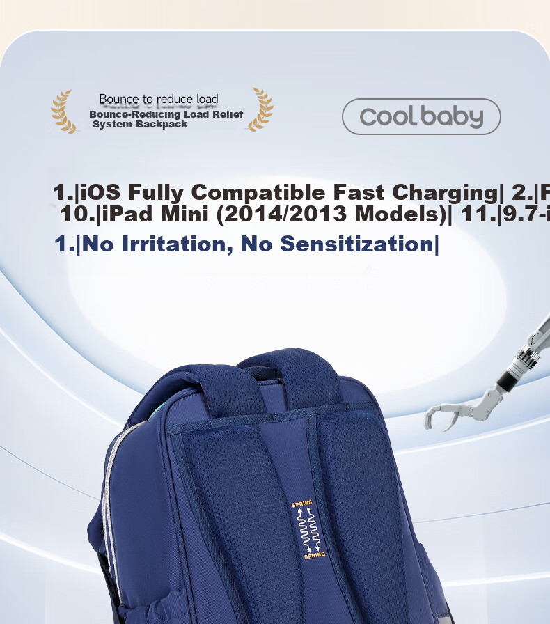 COOLBABY Primary School Backpack Kids Ergonomic Lightweight Boys Girls Grades 1-6 High Capacity Stylish Double Shoulder Bag 3