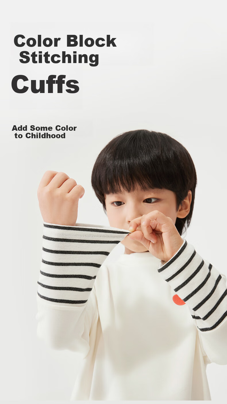 Xiaofanshupotatokids Children's Underwear, Striped Girls' Undershirt, Autumn And Winter Boys' Thermal Top, Autumn Undershirt 7