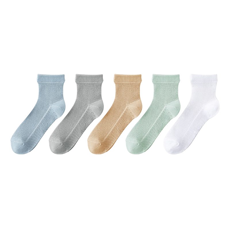 Freedom Style Boys' Summer Thin Breathable Anti-Odor Sweat-Absorbing Mesh Cotton Mid-Calf Socks 10 Pairs