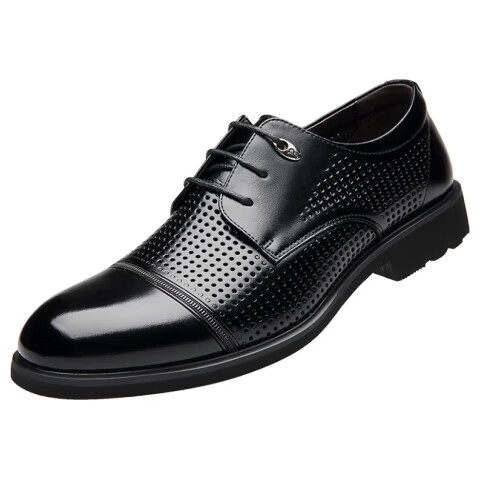 CARTELO British Leather Business Formal Casual Men's Low-Top Lace-Up Leather Shoes, Men's 2511, Black, Height-Increasing Version, Size 42