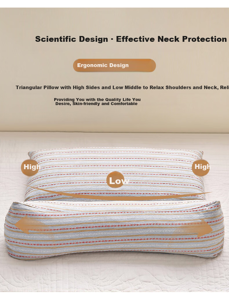 Grace Pure Cotton Triangular Traction Combination Pillow Buckwheat Pillow Cervical Pillow Buckwheat Husk Summer Pillow Neck Comfort Pillow 8