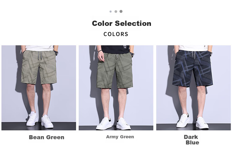 Romon Men's Workwear Casual Shorts Summer Thin Loose Straight Korean Style Beach Five-Point Trendy Cotton Dark Green XL 2