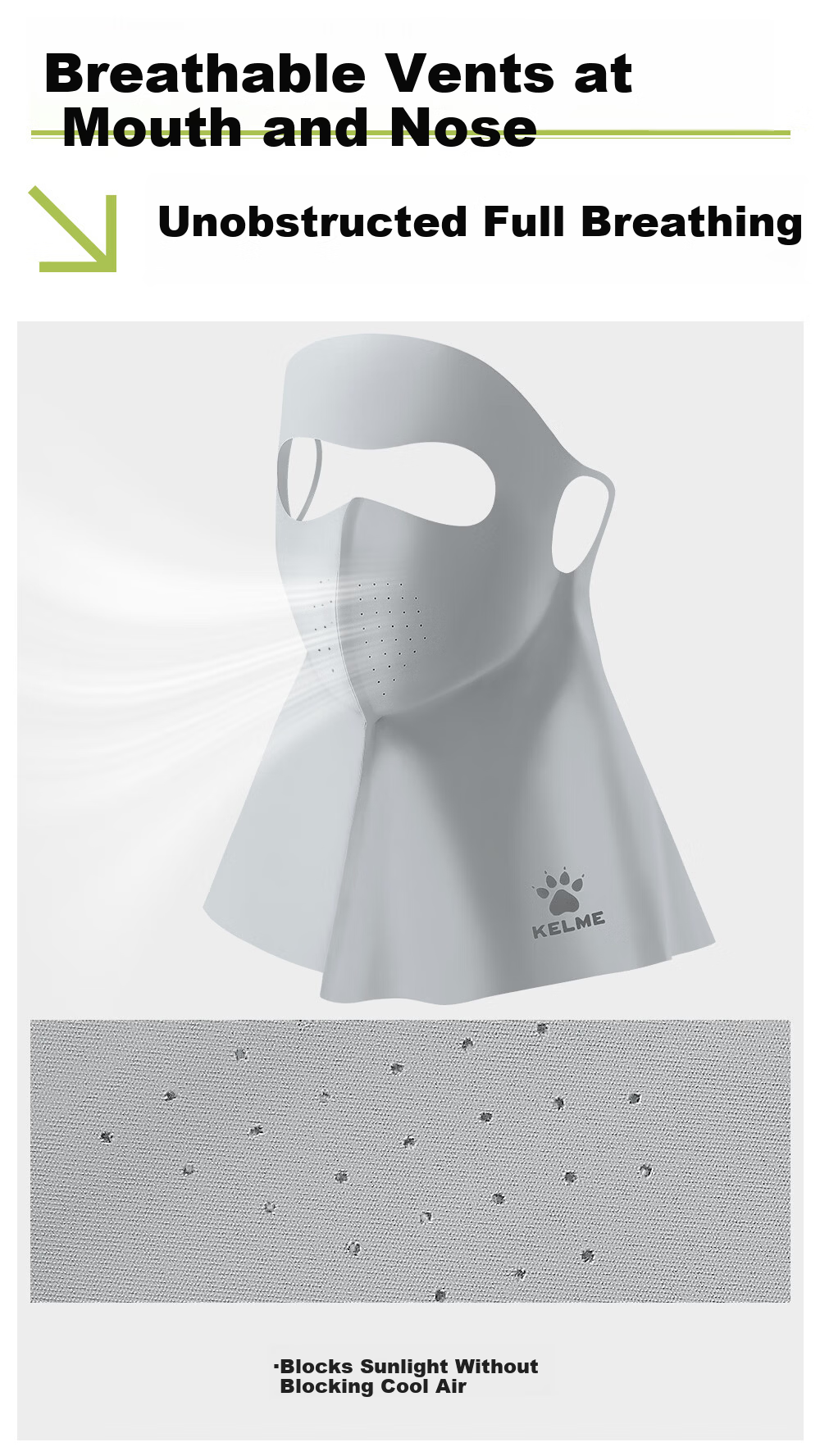 KELME Full Face Sunscreen Mask Women's Facekinni Neck Protection UV Protection Outdoor Windproof Dustproof Cycling Mountaineering Neck Gaiter 7