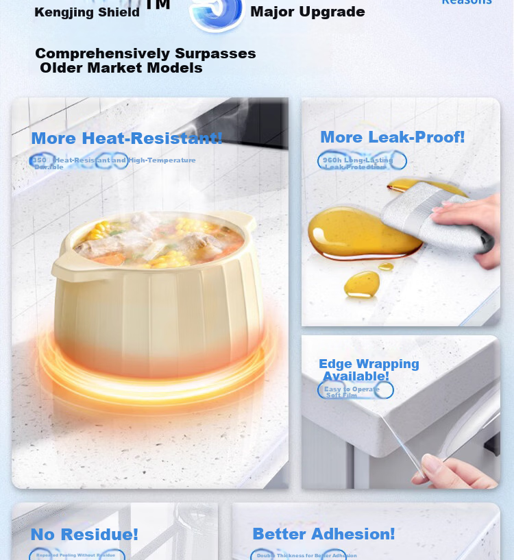 Zichen Kitchen Countertop Protective Film Mat Oil-Proof Sticker Stove Film Marble Quartz Special High-Temperature Resistant Oil-Proof Sticker 11