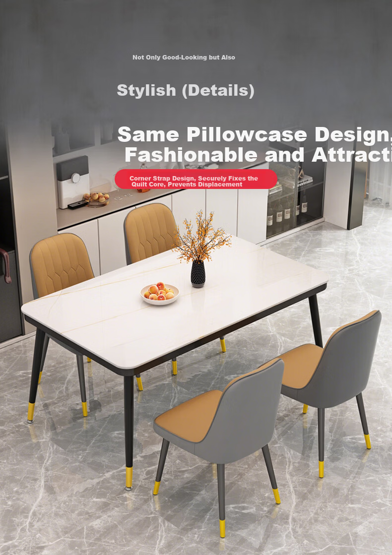 Fanshe Dining Chair with Backrest, Set of 4 Luxury Leather Dining Chairs for Home, Comfortable Long Sitting 1